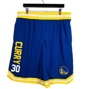NBA Golden State Warrior Shorts Basketball Curry #30 Blue Gold Sport - XXL